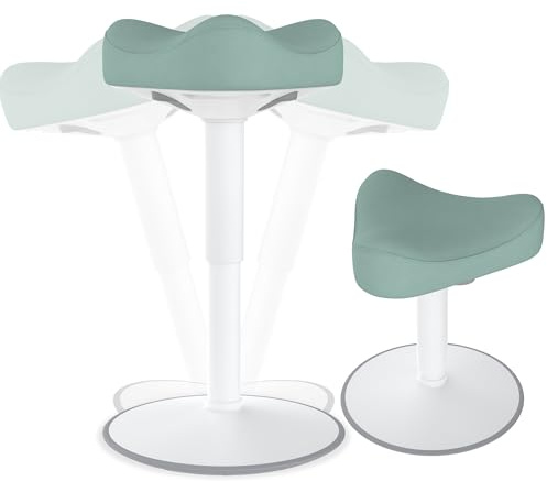 HENGMEI Ergonomisk pall, gungpall, kontorspall, ståstol, ståstol, 360° lutbar, sittpall, skrivbordspall med svängeffekt, arbetspall (47–65 cm justerbar höjd, triangel, grön)