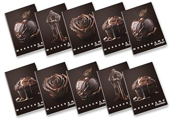 Pigna, Maxi Quaderno Monocromo Chocolate, A4, carta interna 100 g/m², pagine 72 + risguardo, interno 5M, quadretto 5 mm, Soggetti Assortiti, Confezione da 10