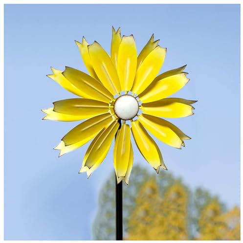 Hazomeu Windrad Garten Groß 149cm Groß WindräDer FüR Garten Edelstahl Kugellager WindräDer FüR Terrasse Und Garten,Yellow