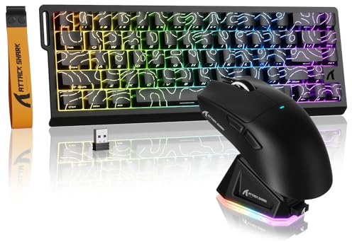 MAMBASNAKE × Attack Shark X68 HE Clavier Gaming sans Fil X11 Souris Combo | Clavier 8KHz Rapid Trigger, Précision RT 0,01mm, Souris Tri-Mode, 59g Léger, PAW3311, Base de Charge RGB, PC/Mac, Noir