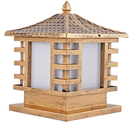 Xinmeiyue Antique Bronze Outdoor Post Light Fixture with E27 Socket - Elegant Garden and Patio Column Lamp(Brass,14.5in)