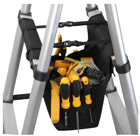 KVI Folding Ladder Tool Tray Bag, Fit A Frame Telescoping Extension Stepladder, No Need Repeated Up-Down Climbs Black