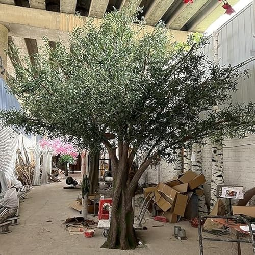 Olivier artificiel pour décoration d'intérieur – Grand olivier artificiel de 1,8 à 3 m avec tronc en bois naturel et feuilles et fruits réalistes, plante d'intérieur parfaite pour la maison et le