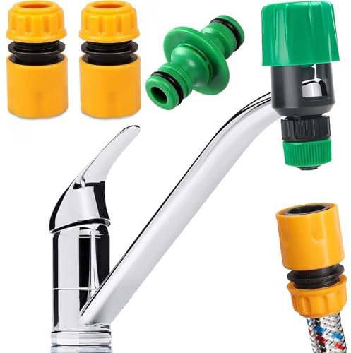 SANTUO 4Pcs Hose Connector Universal Hose Tap Connector Quick Fitting Hose Pipe Connector Kitchen Tap for Kitchen and Gardening Bathroom Indoor Outdoor