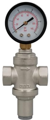 Riduttore di Pressione Acqua 1/2 con Manometro e Filtro a Rete – Regolatore Pressione Regolabile in Ottone per Impianti Domestici, Irrigazione e Caldaie – Lemag srl
