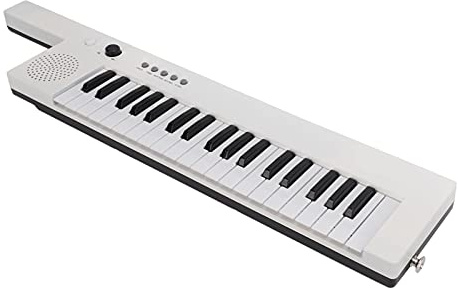 aqxreight Tastiera per Chitarra Portatile Compatta a 37 Tasti con Suono Stereo e Batteria Ricaricabile per Principianti e Musicisti in Viaggio (BF-3755 bianco)