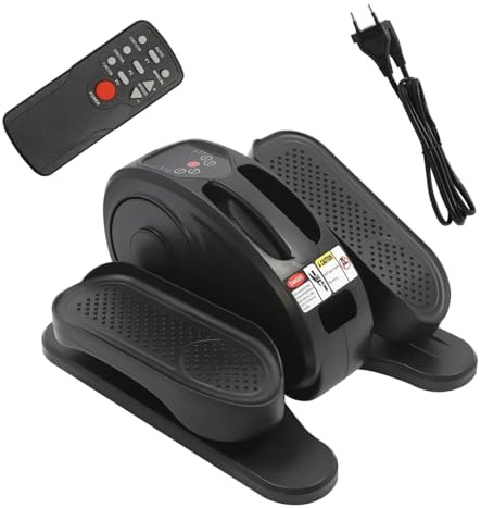 Mini Elektrischer Ellipsentrainer, 5 Geschwindigkeitseinstellungen Pedaltrainer Schreibtisch Untertisch-Ellipsentrainer Motorisierter Beintrainer Sitzen mit LED-Bildschirm&Fernbedienung (Schwarz)