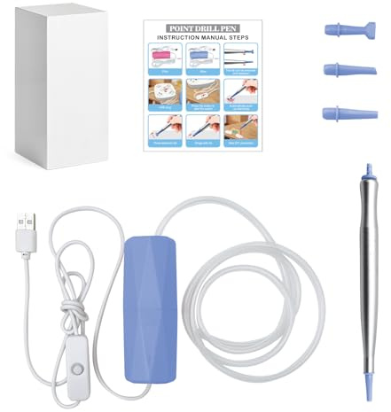 LetCart BolíGrafo EléCtrico De VacíO Para Diamond Painting, 3 Cabezales Recambio, Recargable Herramientas De BolíGrafo De Pintura De Diamante Con USB Para UñAs, Manualidades (Azul)