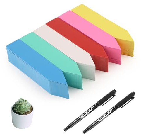 300 Pcs Plant Labels, Colourful Plastic Markers, Waterproof Reusable Gardening Markers, Garden Plant Name Tags for Seeds, Seedlings, Herbs, Flowers and Potted Plants