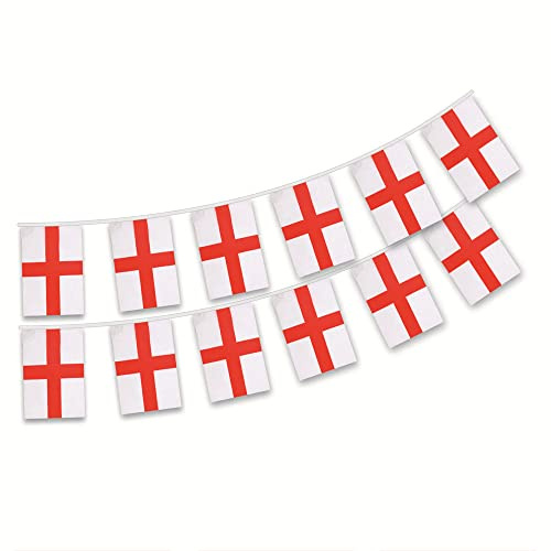 England St George Bunting for St. 20pcs Flags Double Sided Fabric England Bunting for Rugby Football World Cup Six Nations Party Decor (14 * 21cm 6m)