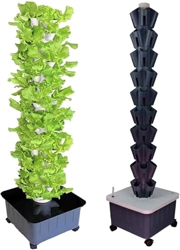 RRrawgff Set di Torri idroponiche, Set di Torri idroponiche da 15 Piani e 45 Fori, Torre Verticale per Coltivazione idroponica da Giardino, Sistema di Coltivazione idroponica per Serre agricole, bian