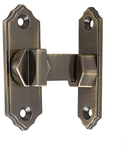 Loquet de porte à 90 degrés pour portes coulissantes de grange, serrure de sécurité en alliage d'aluminium inoxydable avec design anti-levier, rotation lisse à 360°, compatible avec GA (bronze)