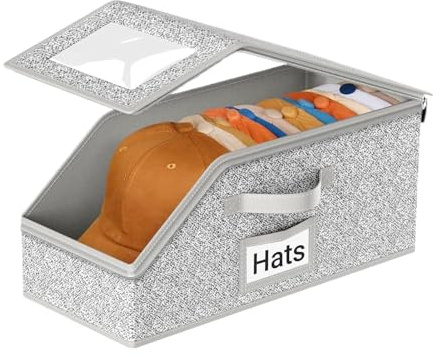 Stapelbar hatt organiseringslåda – rymmer upp till 24 basebollhatt förvaringsbox, klar fönstervisning, sovrum resor cowboymössa baseboll, praktisk hållbar enkel åtkomst, hemförvaring organisatör