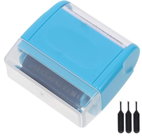 SHERCHPRY Portable Roller Privacy Stamp Large Size with 3 Blue Ink Refills, Confidential Identity Protection Seal for Mail and Documents, Security Privacy Accessory for Office and Personal