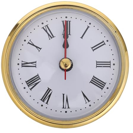 HONMEET Vintage Uhrwerk Satz aus Schmiedeeisen mit Präzisem Quarzwerk und Rundem Goldenem Zifferblatt Selbstgemacht Ersatzteil für Kaminuhren und Wohnraumdekoration