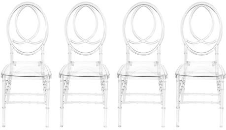 Dokiiovo Transparenta stolar, set om 4, eleganta polykarbonatstolar, stapelbara, genomskinliga matrumsstolar för vardagsrum, festsal, inomhus- och utomhusbruk (modell A)