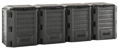 Lot de 4 Composteur de Jardin, Bac à Compost Composteur Thermique Compostage Rapide pour Déchets Noir 1600 L
