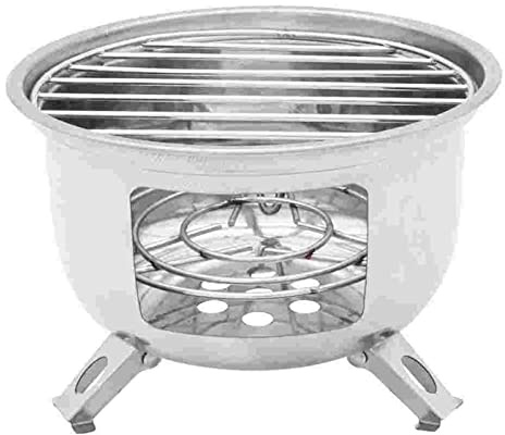 IVEJBZLWMN Barbecue Grill Stove Camping Grill Burner Stainless Round Gas Small Charcoal Outdoor Cooking Backpacking Portable