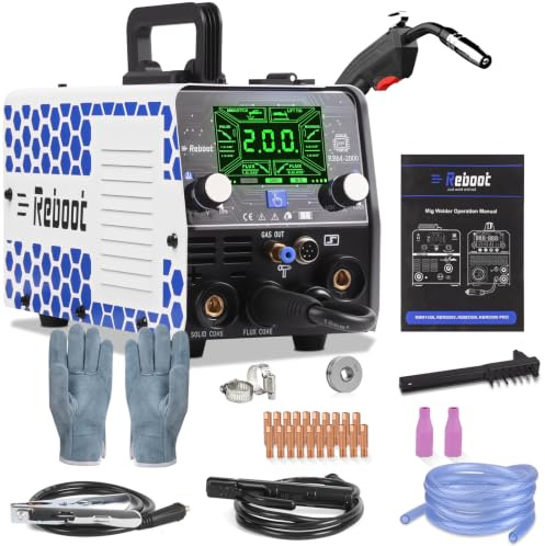 Reboot 200A 5-in-1 Synergic MIG Welder | Gas/Gasless, Lift TIG, Stick ARC, Spot Aluminium Upgrade (Spool Gun Ready) 240V Portable Auto-Sync for DIY Outdoor RBM2000G