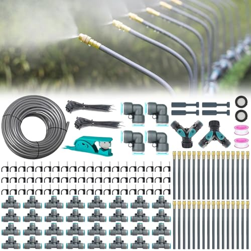 360° Curved Garden Automatic Irrigation System,Kit de Système D’Irrigation 60M,Systeme Irrigation Jardin,Kit D'irrigation de Brouillard,Arrosage pour Jardin,Cour,Pelouse,Serre