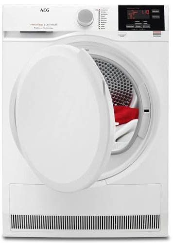 AEG T6DBG720N, 6000 ProSense Condenser, 7Kg Tumble Dryer, Freestanding, Delay start option, Sensor dryer, Reverse Tumbling, 1400 RPM, 66 Decibels, 2800 W, White