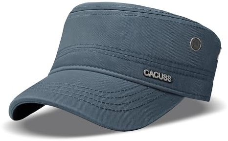 CACUSS Herren Baumwolle Vintage Army Kappe Cadet Hat Military Flat Top Verstellbare Baseballmütze Sommer Trucker Hut