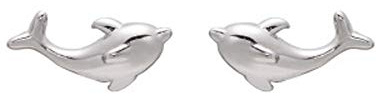 Jolies boucles d'oreilles à tige en argent sterling 925 avec petit dauphin - Hypoallergéniques