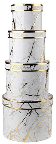 Briful Runde Aufbewahrungsbox mit Deckel Geschenkbox Pappschachteln Tortenbox Karton Ordnungsboxen Geschenkkarton mit Schleife 4er Set