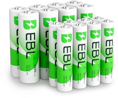 EBL AA AAA Batteries Combo 16 Sets with 8PCS AA 2300mAh and 8-Count AAA 1100mAh Rechargeable Batteries