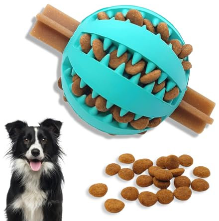 PawsOnly | Futterball für Hunde | Hundespielzeug Intelligenz | Leckerli Ball | Denkspiele | Snackball Naturkautschuk | Beschäftigung Hund | Zahnball (Klein 6 cm, Blau)