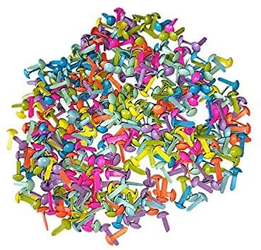 LIUJZZJ 200 Stück Mini-Brads mit Metallkopf rund mehrfarbig 4 5 mm x 8 mm für kreative Freizeit und Scrapbooking