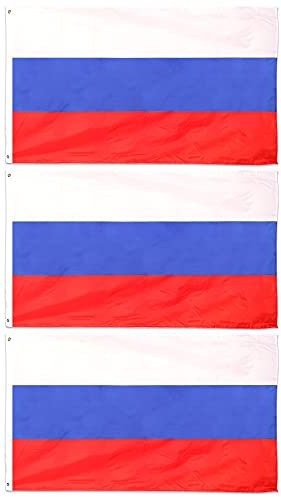 Bandera de Rusia para disfraz, 3 unidades, bandera rusa grande con ojales de aproximadamente 5 pies x 3 pies, fútbol, rugby, eventos deportivos, fiestas en la calle, festivales y celebraciones
