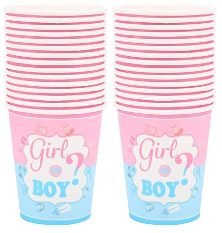 Agatige 30 pièces gobelets en Papier, Rose Bleu Tasse Portable fête d'anniversaire décoration pour Boisson jus d'eau café 2 Paquets