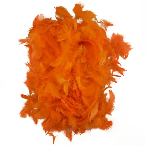 Netuno 150 Stück Flaum Federn Dunkelorange 10 g Natur Schmuckfedern zum DIY Basteln Dekoration für Ostern Weihnachten Figuren Dekofigur Karneval