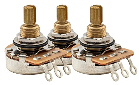 Musiclily Pro A250K+B250K Poti Messing Split Shaft 3/8 Zoll 2A+1B Set | Logarithmisch Linear Potentiometer, für E-Gitarre Bass