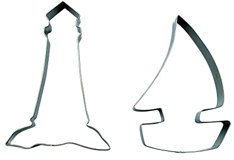 BekkiB - 2er Set Ausstechformen Segelboot und Leuchtturm - Ausstecher aus Edelstahl, spülmaschinengeeignet - 880202