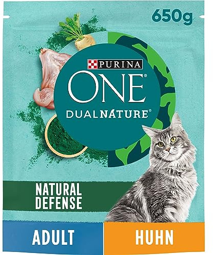 PURINA ONE Dual Nature mit Spirulina, reich an Huhn, 6 x 650g | Katzenfutter trocken