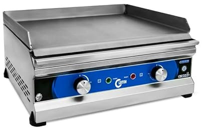 Cleiton® Plancha Industrial de Acero Inoxidable Eléctrica 50 cm Sobremesa Grosor de la Placa 4 mm para un Rápido Calentamiento con Termopar CE | Potencia 2,50 kW | Bares y Restaurantes