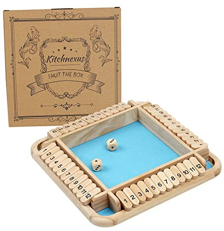 Kitchnexus Shut The Box Klassisch Würfelspiel Tisch Spiel Board Spielzeug Party Brettspiele für 2-4 Spieler