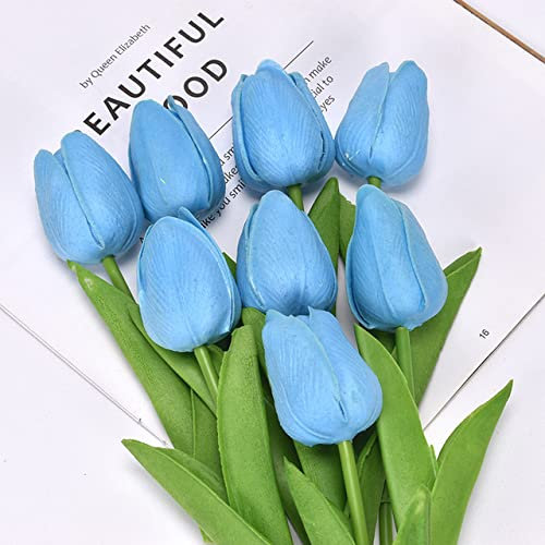 ZEYRU 10/15/20 Piezas 35 cm Flor de tulipán tulipán Artificial BoPE Flor Falsa de Espuma para decoración de Ceremonia de Boda hogar jardín BoDecor-Azul Cielo, 5 uds.