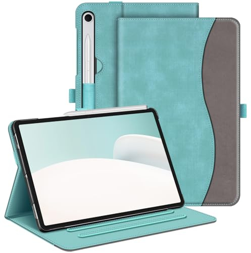 FINTIE Coque pour Samsung Galaxy Tab S10 Lite 10.9 Pouces 2025 et Galaxy Tab S10 FE/S9 FE 10.9”/S9 11”, Housse Multipositions, Etui avec Poche de Document, Sommeil/Réveil Auto, Turquoise