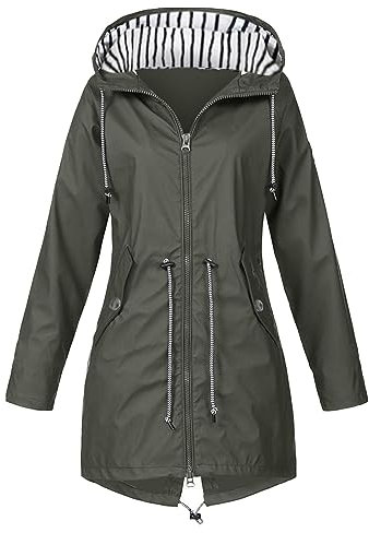 luohaibell Damen-Regenjacke, atmungsaktiv, große Größen, Top, leichte Outdoor-Jacke, mit Kapuze, für Frühling, Jacke, Langarm, Windmantel, dunkelgrau, 52