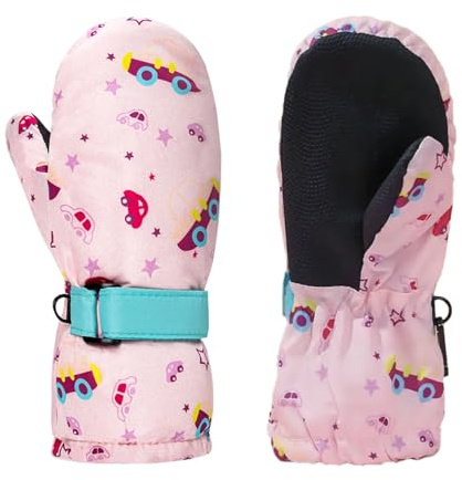 Kids Gloves Winter Thermal Ski Gloves Waterproof Warm Mittens Girls Childrens Non-Slip Hand Warmers Snow Sports Windproof Heat Holders Snowboard Running Hiking Skiing Cycling Pink Gloves