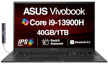 ASUS Vivobook K3704VA-DH96-S - Espansore porta USB DKZ per laptop 17X da 17,3 (Intel i9-13900H 14-Core Intel i9-13900H, 40 GB di RAM, SSD PCIe da 1 TB, Intel Iris Xe, KB retroilluminato, impronte