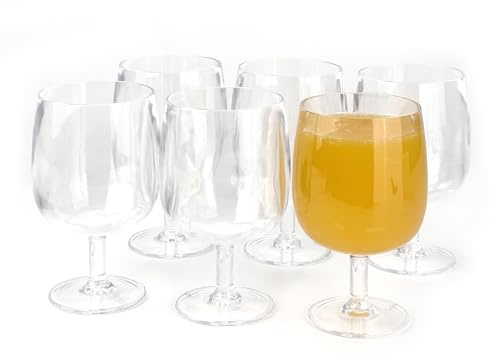 Yalin Juego de 6 vasos apilables irrompibles de plástico acrílico de 12 onzas para vino y agua. (transparente, 12 onzas)