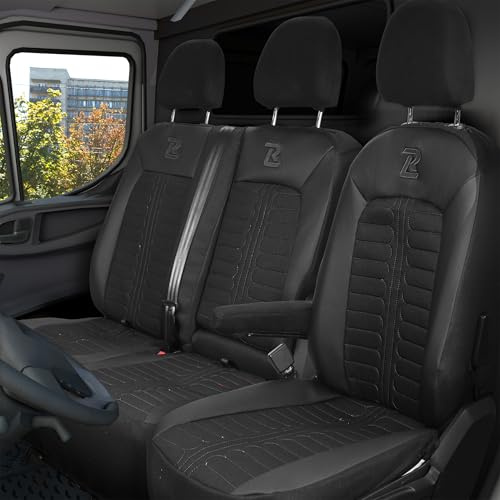 LUCARO Housse de Siege Voiture pour Volkswagen Crafter 2, Man TGE, 1+2 - Housse Siege Voiture Noir - Ensembles de Housses de Siège 2+1 - Ergonomique Couvre Siege Voiture - Housse Siège Auto