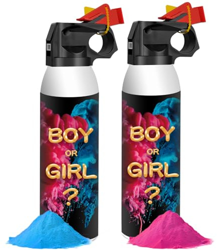 RISEMART Gender Reveal Confetti Smoke Cannon, Small Size Biodegradable Fire Extinguisher Cannon Party Poppers for Baby Shower, Wedding, Birthday, Party, Christmas (2 Pack, Blue+Pink)