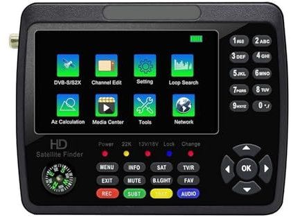 DELURA Satellite Finder Signal Meter Built-in 4000mAh Battery For DVB-S/S2/S2X Receiver Sat Detector
