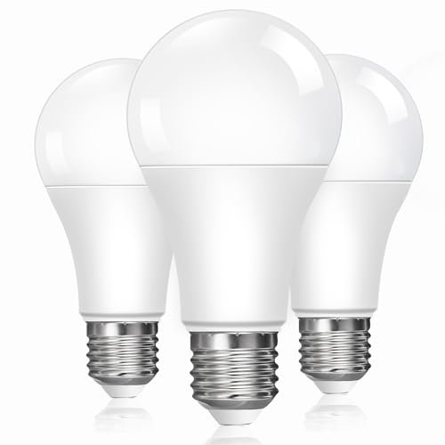 Bombilla LED E27 Luz Blanca Fría 6500K, 13W Equivalente a 100W, 1200LM, Bombilla LED Edison A60, Casquillo Gordo E27, 240 Grados, No Regulable, Paquete de 3