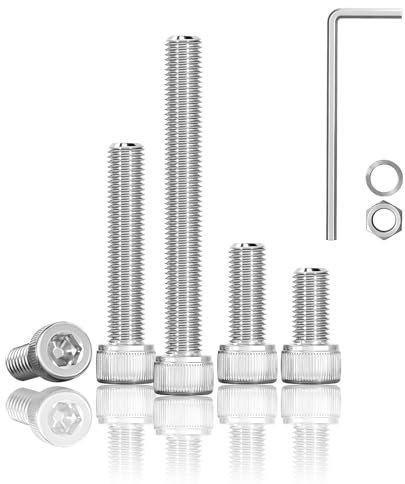 HXJDAM 180 Stück M3x40 Schrauben set, Zylinderkopfschrauben, Zylinderschrauben mit Innensechskant, Edelstahl A2 V2A, Vollgewinde, Inbusschrauben mit Edelstahlmutter Dichtung und Schraubenschlüssel